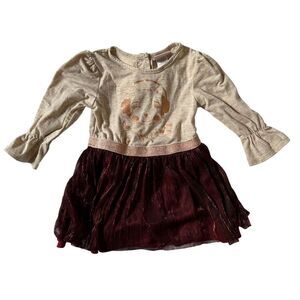 Toddler Girl’s Blingy “Headphone Kitty” Long-sleeve dress